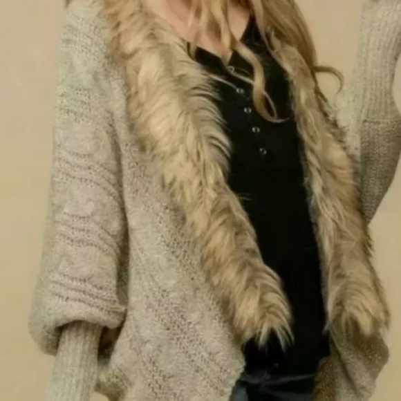Cellabie Tan Fur Open Cardigan One Size - Picture 12 of 12